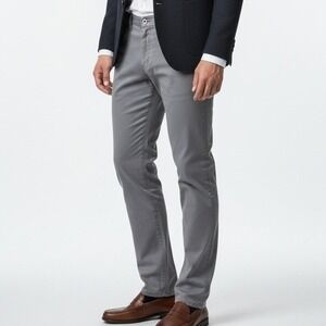 Saks Fifth Avenue Men's Pants 38 Gray Pima Cotton Slim Fit Casual Workwear